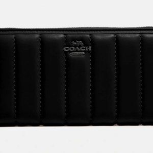 Used Coach Accordion Zip Wallet with Quilting - Black